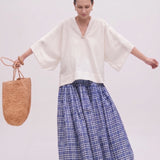100% Linen V-Neck Kimono Sleeve Blouse