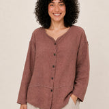 100% Linen V-Neck Relaxed Fit Shirt
