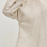 100% Linen V-neck Button-Decor Asymmetric Hem Blouse