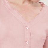 100% Linen V-neck Button Down Blouse