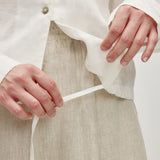 100% Linen V-neck Button Front Long Sleeve Blouse