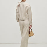 100% Linen V-neck Button Front Long Sleeve Blouse