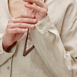 100% Linen V-neck Button Front Long Sleeve Blouse