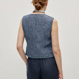 100% Linen V-neck Button Front Vest