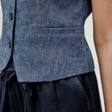 100% Linen V-neck Button Front Vest