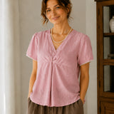 100% Linen V-neck Twist Front Blouse