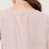 100% Linen V-neck Twist Front Short Sleeve Blouse
