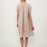 100% Linen V-Neck Short Sleeve Midi Dress