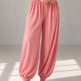 100% Linen Wide-Elastic-Waistband Balloon Pants
