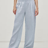 100% Linen Wide Elastic Pleated Side Pockets Pants