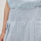 100% Linen Wide Elastic Pleated Side Pockets Pants