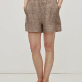 100% Linen Wide Elastic Waistband Shorts