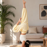 100% Linen Wide Smocked-Waist Ruffle Balloon Pants