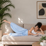 100% Linen Wide Smocked-Waist Ruffle Balloon Pants