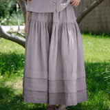 100% Linen A-line Tiered Maxi Skirt