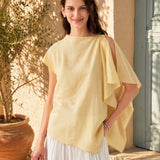 100% Linen Asymmetric Draped Blouse