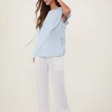 100% Linen Asymmetric Draped Blouse
