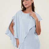 100% Linen Asymmetric Draped Blouse