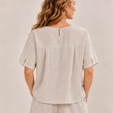 100% Linen Boatneck Relaxed Top