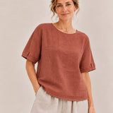100% Linen Boatneck Relaxed Top