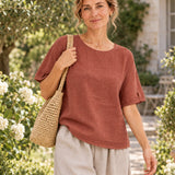 100% Linen Boatneck Relaxed Top