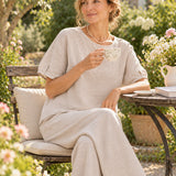 100% Linen Boatneck Relaxed Top
