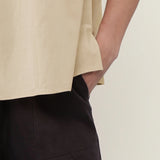 100% Linen Cap Sleeve Shoulder Button Draped Blouse