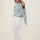 100% Linen Cape Overlay Blouse