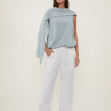 100% Linen Cape Overlay Blouse