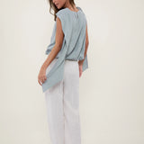 100% Linen Cape Overlay Blouse