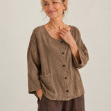 100% Linen Crew Neck Relaxed Fit Shirt