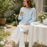 100% Linen Elastic Drawstring Straight Leg Pants