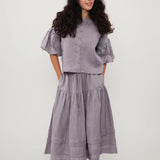 100% Linen A-line Tiered Maxi Skirt