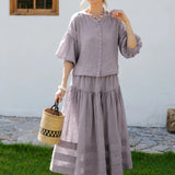 100% Linen A-line Tiered Maxi Skirt