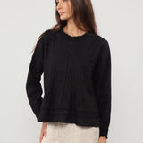 100% Linen Lace Trim Pintuck Peasant Top