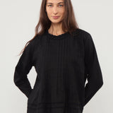 100% Linen Lace Trim Pintuck Peasant Top