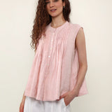 100% Linen Pleated Sleeveless Blouse