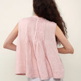 100% Linen Pleated Sleeveless Blouse