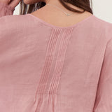 100% Linen Reversible Tie Detail Drop Shoulder Blouse