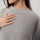100% Linen Round Neck Batwing Cuffed Sleeve Blouse