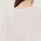 100% Linen Round Neck Cape Overlay Blouse