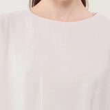 100% Linen Round Neck Cape Overlay Blouse