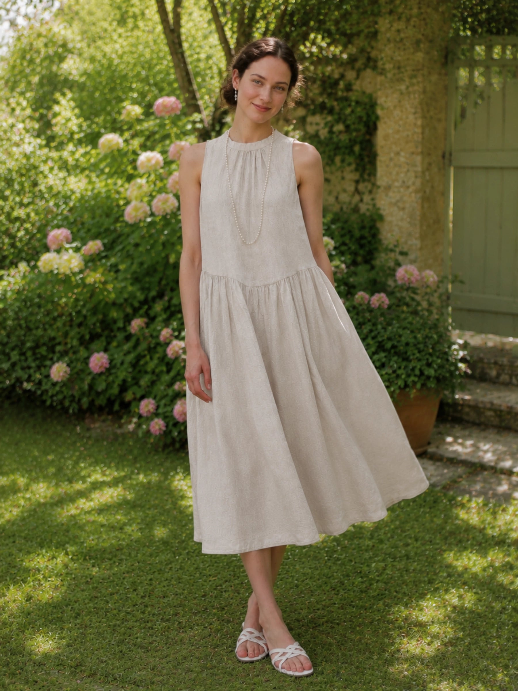 100% Linen Sleeveless A-Line Maxi Dress