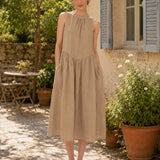 100% Linen Sleeveless A-Line Maxi Dress