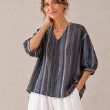 100% Linen V-Neck Relaxed Top