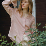 100% Linen V-neck Button Down Blouse