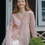 100% Linen V-neck Button Down Blouse