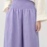 100% Linen Wide-Elastic-Waistband Balloon Pants