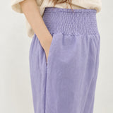 100% Linen Wide-Elastic-Waistband Balloon Pants