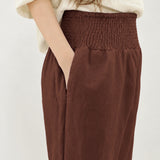 100% Linen Wide-Elastic-Waistband Balloon Pants